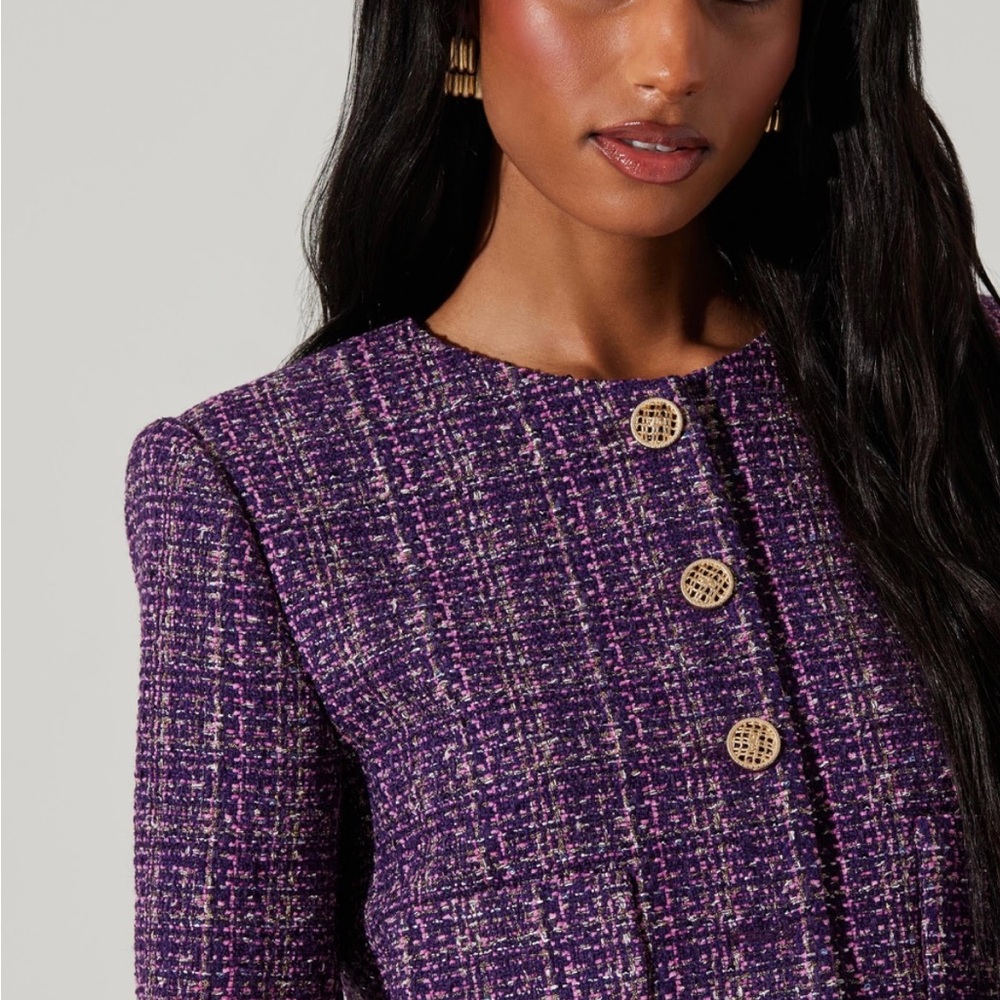 ASTR- Elegant Purple Tweed Women's Jacket